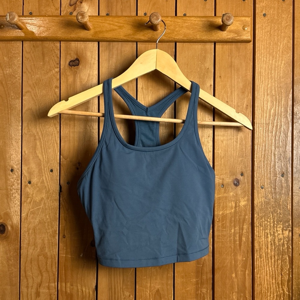 CRZ Yoga Longline Racerback Tank Top/Padded Sports Bra Blue Women’s Size Small